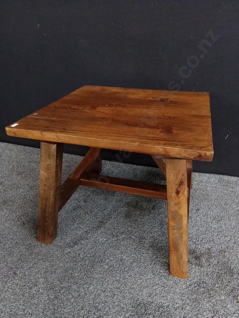 RUSTIC TEAK SQUARE SIDE TABLE, H 50 CM X W 60 CM X D 61 CM Image 1++