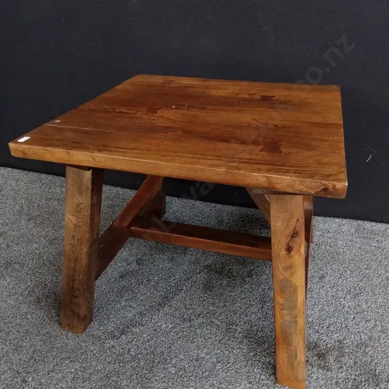 RUSTIC TEAK SQUARE SIDE TABLE, H 50 CM X W 60 CM X D 61 CM