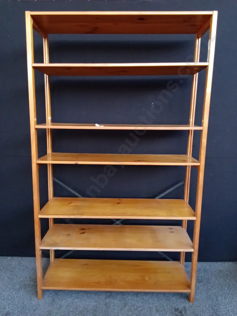 WOODEN SHELVING UNIT, H 2.1 M X W 1.23 M X D 38 CM Image 1++
