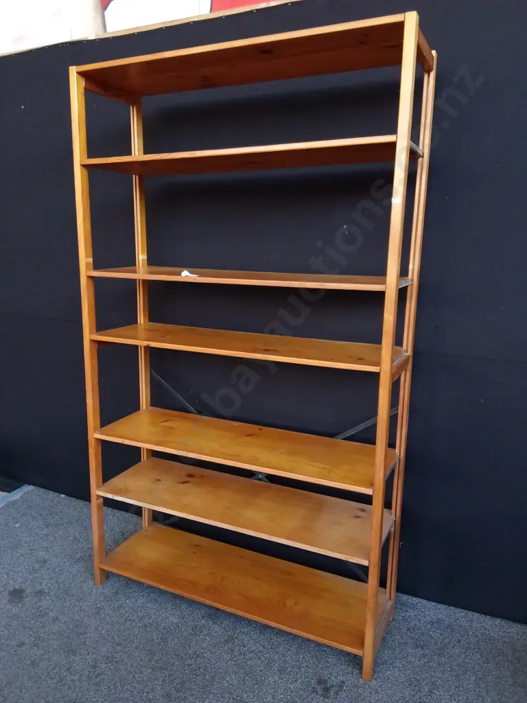 WOODEN SHELVING UNIT, H 2.1 M X W 1.23 M X D 38 CM Image 1++