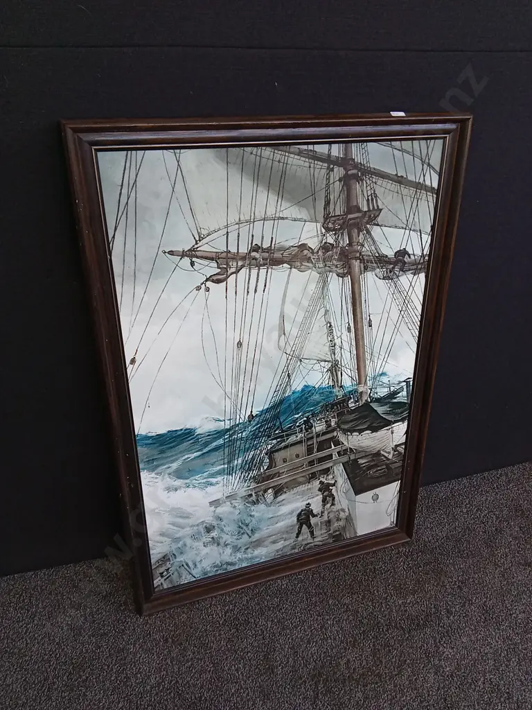 NAVAL ARTWORK FRAMED, H 98 CM Image 1++