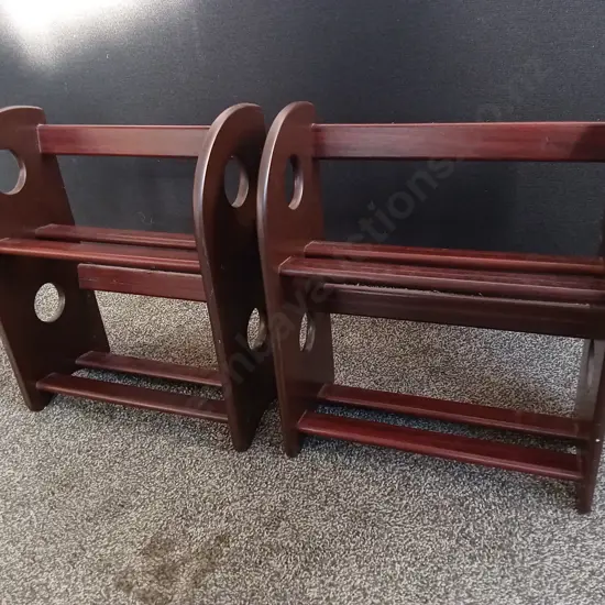 PAIR OF WOODEN RACKS, H 40 CM X W 34.5 CM