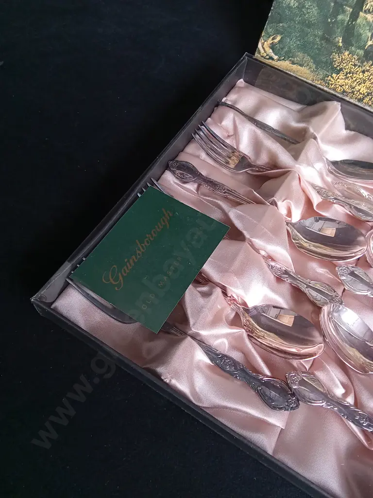 VINTAGE GAINSBOROUGH SILVER PLATED FLATWARE SET, UNUSED IN ORIGINAL PACKAGING Image 1++