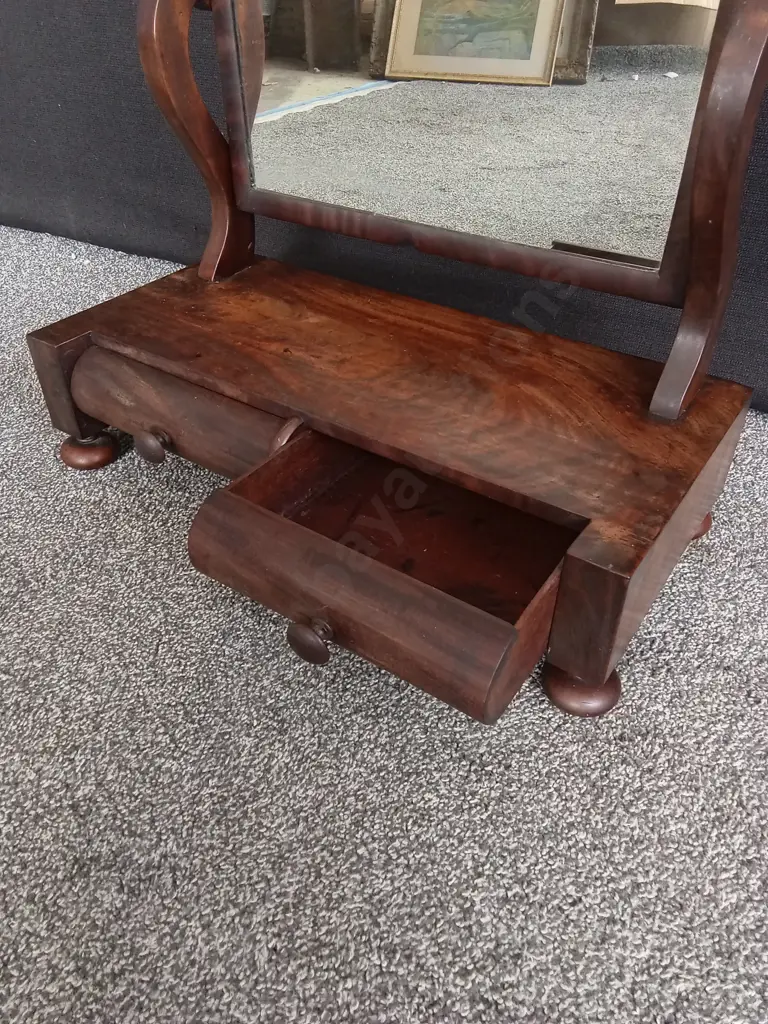 VINTAGE MAHOGANY DRESSING TABLE MIRROR, H 53 CM X W 54 CM X D 25 CM Image 1++