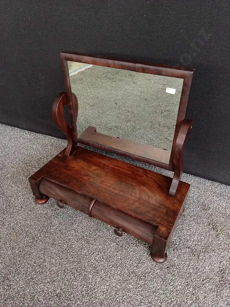 VINTAGE MAHOGANY DRESSING TABLE MIRROR, H 53 CM X W 54 CM X D 25 CM Image 1++