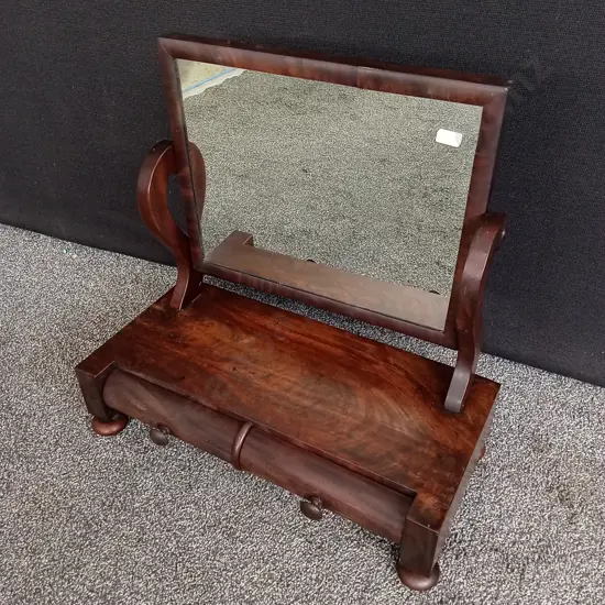 VINTAGE MAHOGANY DRESSING TABLE MIRROR, H 53 CM X W 54 CM X D 25 CM