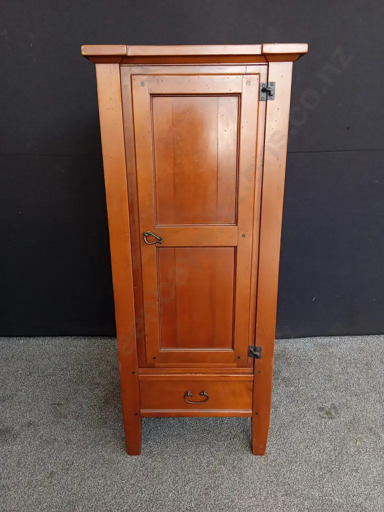 WOODEN SINGLE DOOR CABINET WITH BOTTOM DRAWER, H 140CM X W 60CM X D 51CM Image 1++