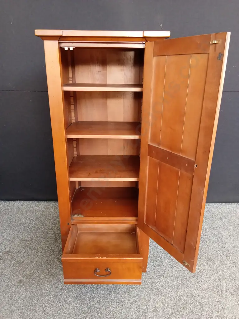 WOODEN SINGLE DOOR CABINET WITH BOTTOM DRAWER, H 140CM X W 60CM X D 51CM Image 1++