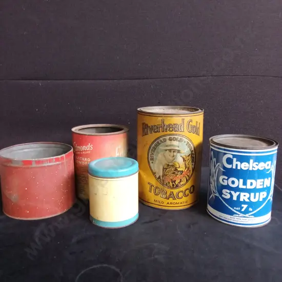 5 VINTAGE TINS TALLEST H22CM