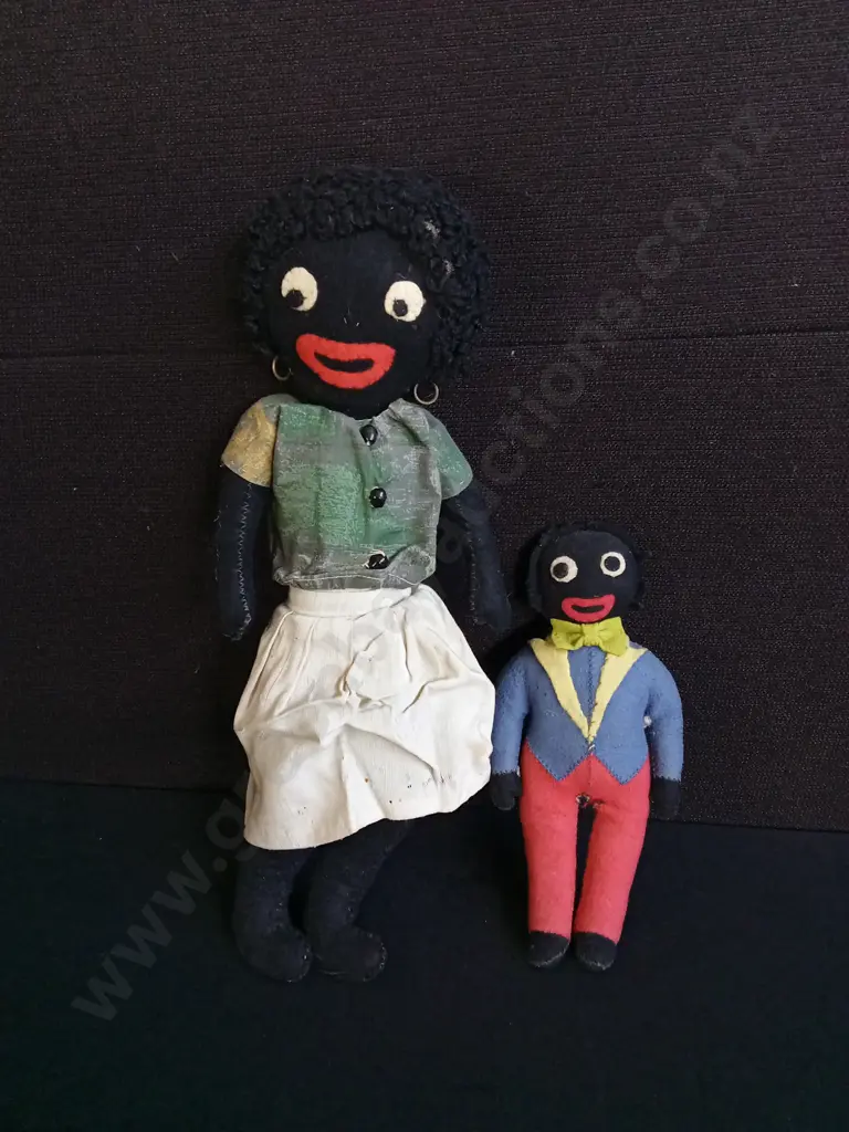 PAIR OF VINTAGE CLOTH GOLLIWOG DOLLS, TALLEST H 41 CM Image 1++