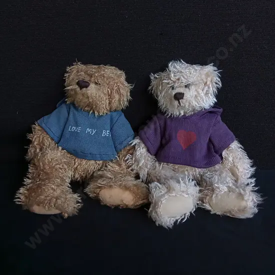PAIR OF VINTAGE TEDDY BEARS, H 25.5 CM