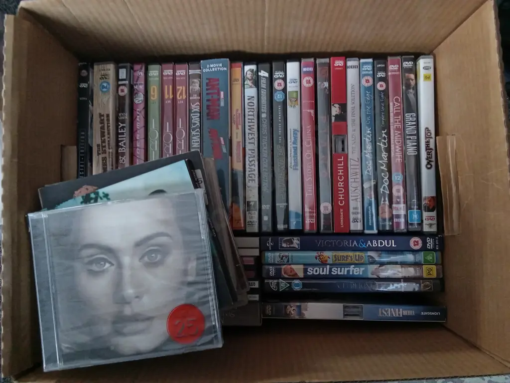 BOX OF CDS AND DVDS Image 1++