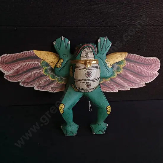 WOODEN FROG DECOR, W 48 CM