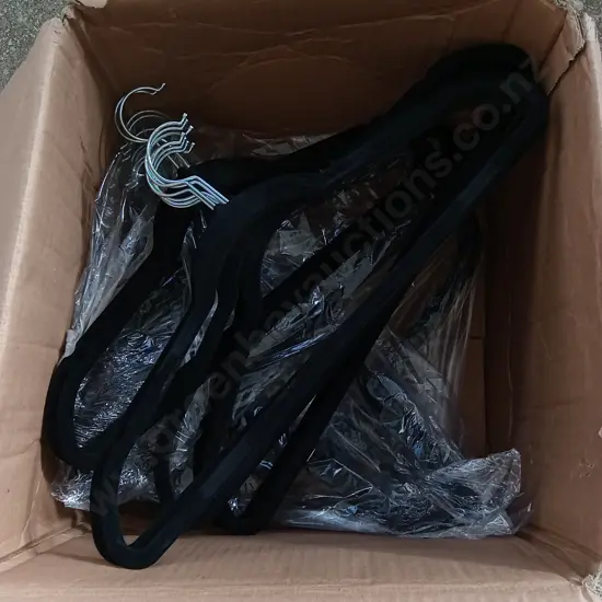 BOX OF BLACK VELVET HANGERS