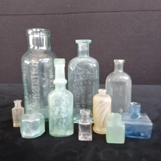 10 GLASS BOTTLES TALLEST H18CM