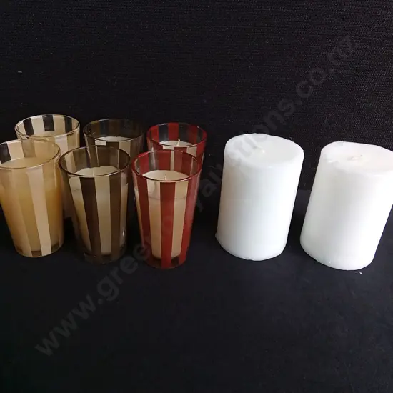 8 PIECES CANDLES, TALLEST H 10 CM