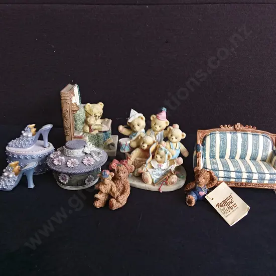 MIX OF VINTAGE TRINKET BOXES AND ORNAMENTS, TALLEST H 13.5 CM
