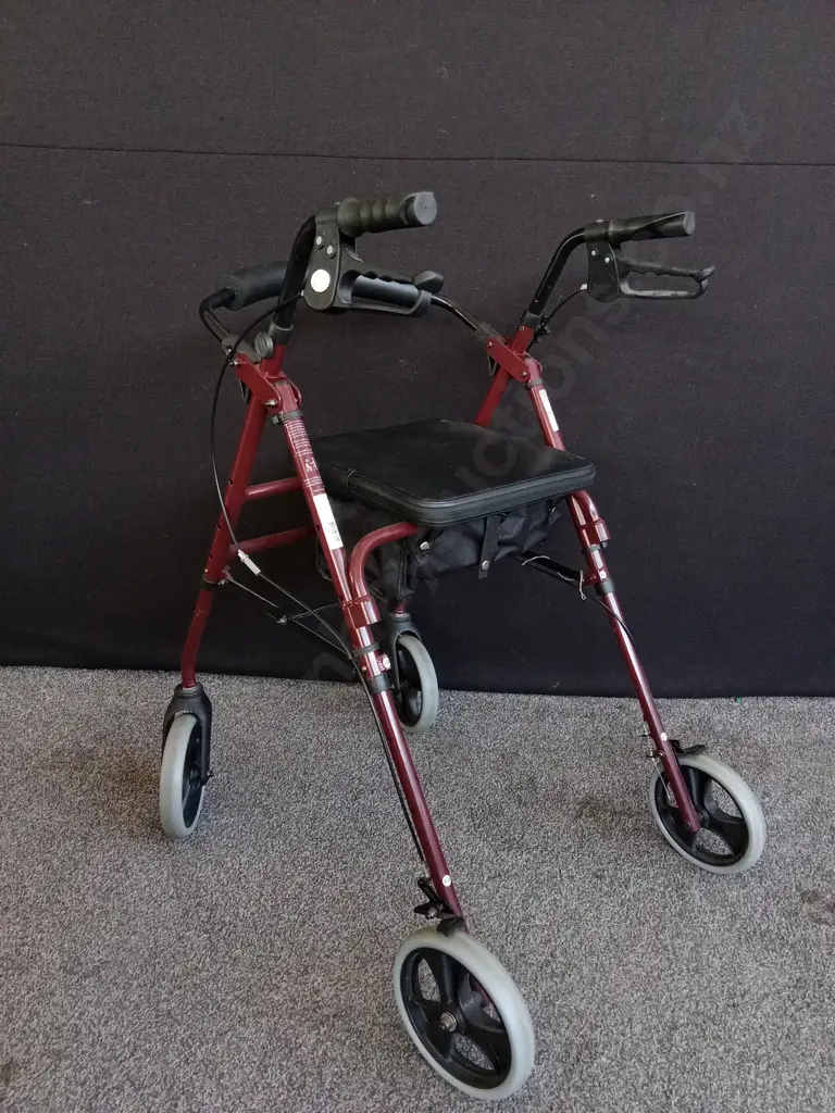 4 WHEEL RED MOBILITY ROLLATOR WALKER, H 97 CM Image 1++