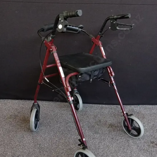 4 WHEEL RED MOBILITY ROLLATOR WALKER, H 97 CM