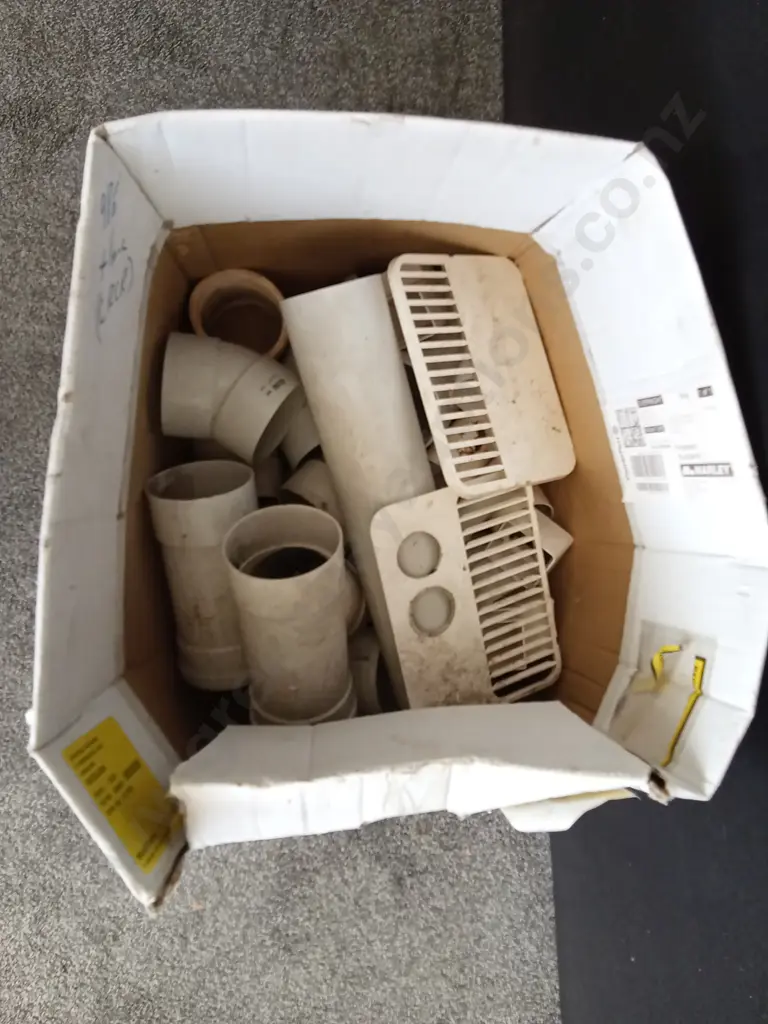 BOX OF PVC PIPES AND DRAIN COVERS Image 1++