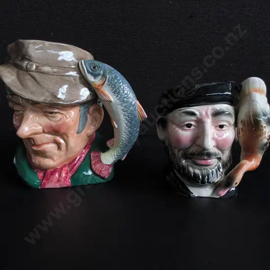 PAIR OF VINTAGE CHARACTER JUGS, INCLUDING ROYAL DOULTON "THE POACHER", TALLEST H 18 CM