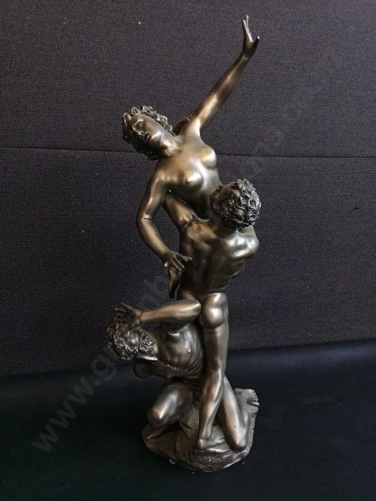 PAIR OF VINTAGE CLASSICAL SCULPTURES, GIAMBOLOGNA AND RODIN REPRODUCTIONS, TALLEST H 39 CM, DAMAGE PICTURED Image 1++