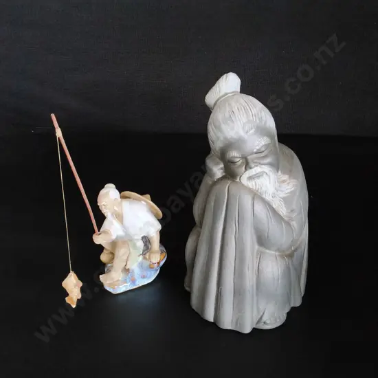 2 CHINESE FIGURINES TALLEST H15CM
