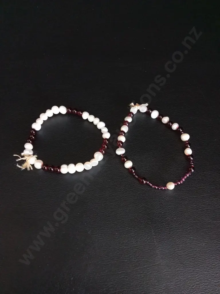 2 FRESHWATER PEARL BRACELETS Image 1++