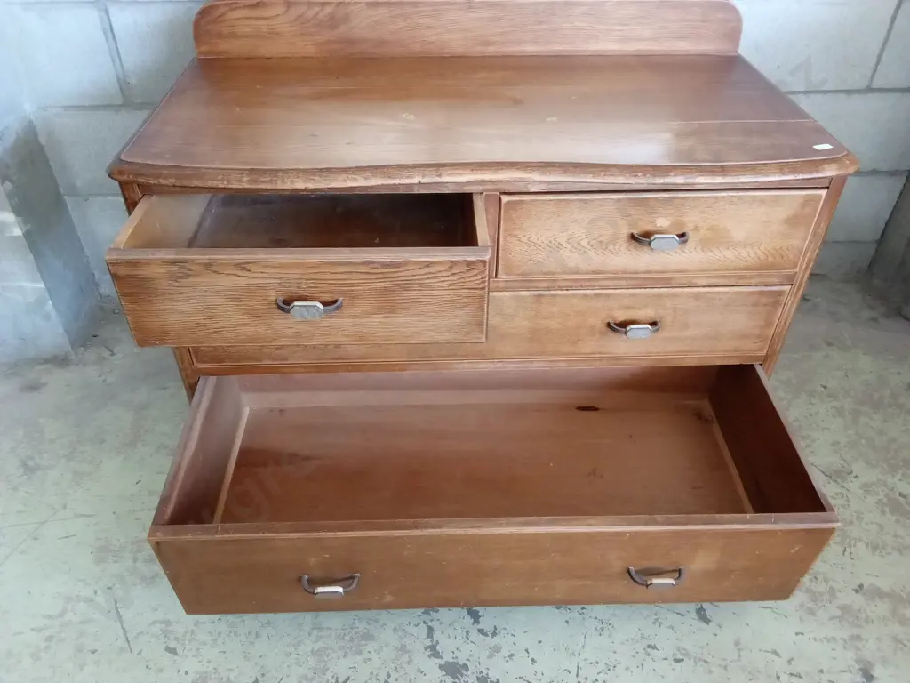 WOODEN DRESSER WITH MIRROR ATTACHED, H 144CM X L 100CM X D 52CM Image 1++