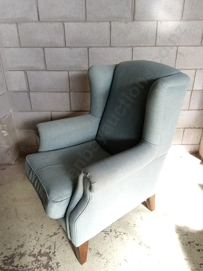 BLUE MATERIAL COVERED ARM CHAIR, HEIGHT 105CM Image 1++