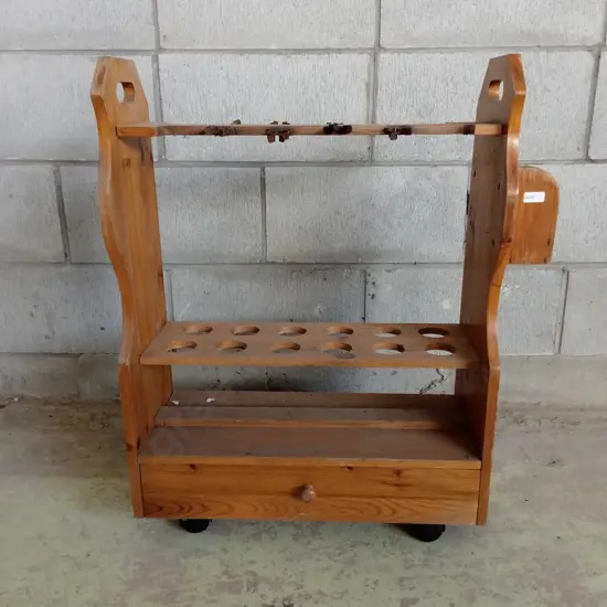 WOODEN FISHING ROD HOLDER L56CM H68CM