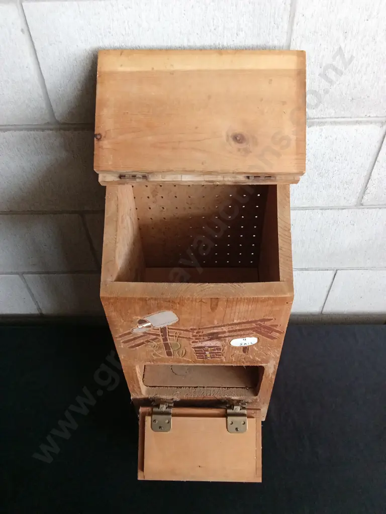 POTATO AND ONION HOMEMADE WOODEN BIN, HEIGHT 59CM Image 1++