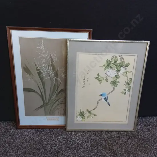 PAIR OF VINTAGE FRAMED ARTWORKS/PRINTS, TALLEST H 59 CM