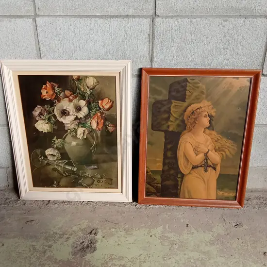 2 FRAMED PIECES OF ART LARGEST H58CM L46CM