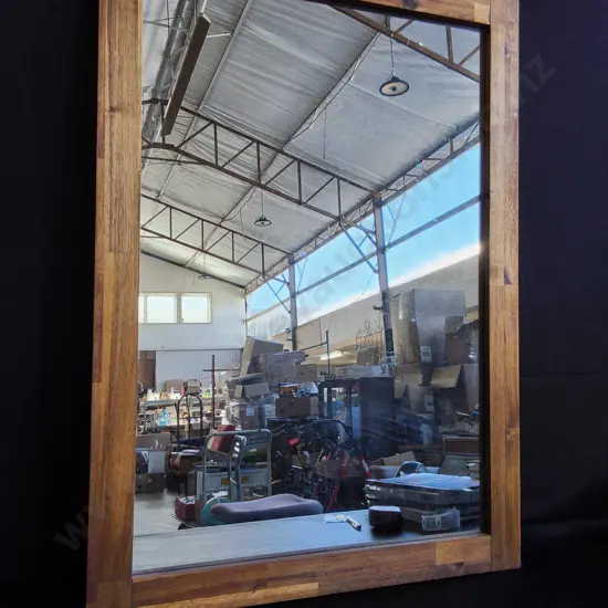 WOODEN FRAME MIRROR, H 1 M X W 71 CM