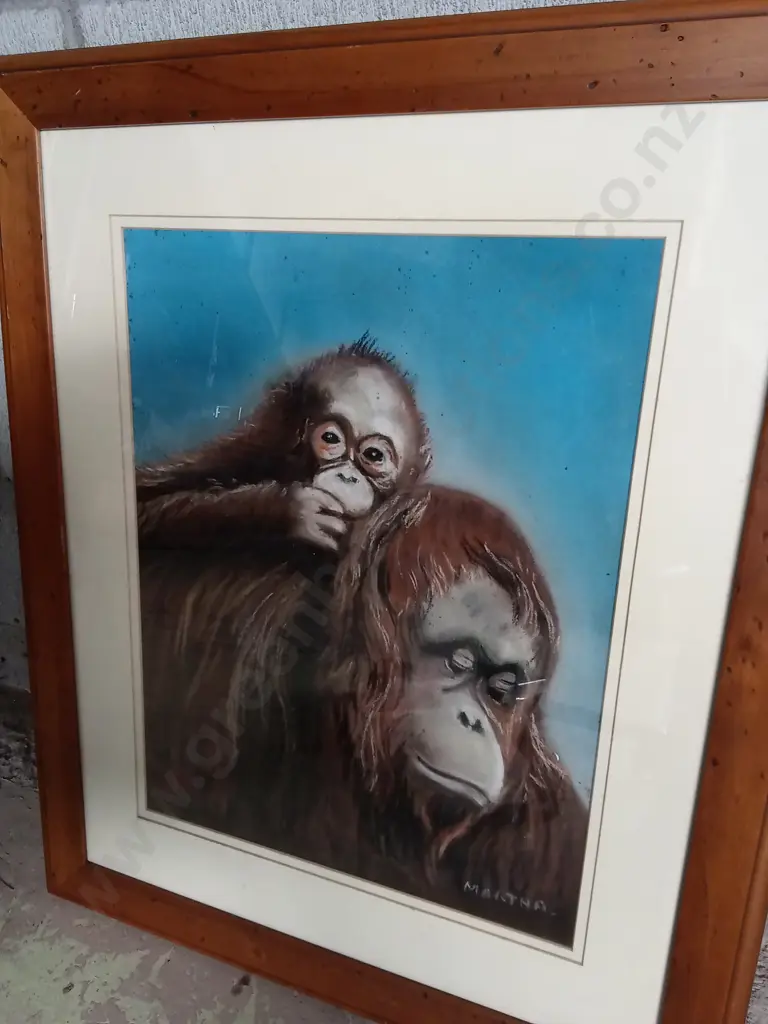 FRAMED ORANGUTAN ARTWORK H72CM L58CM Image 1++
