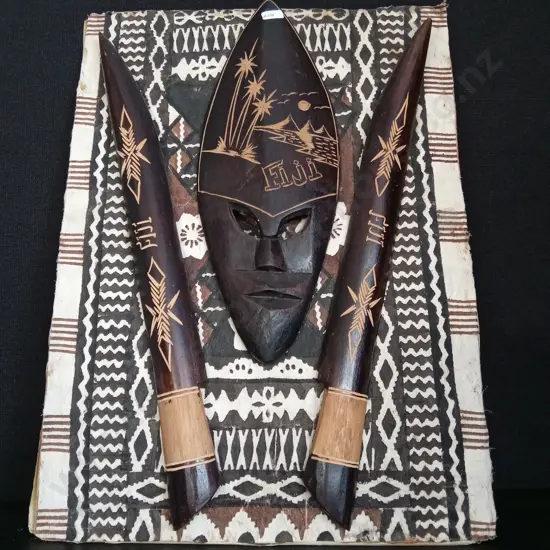 HANDMADE WOODEN FIJI WALL DECOR H59CM W44CM