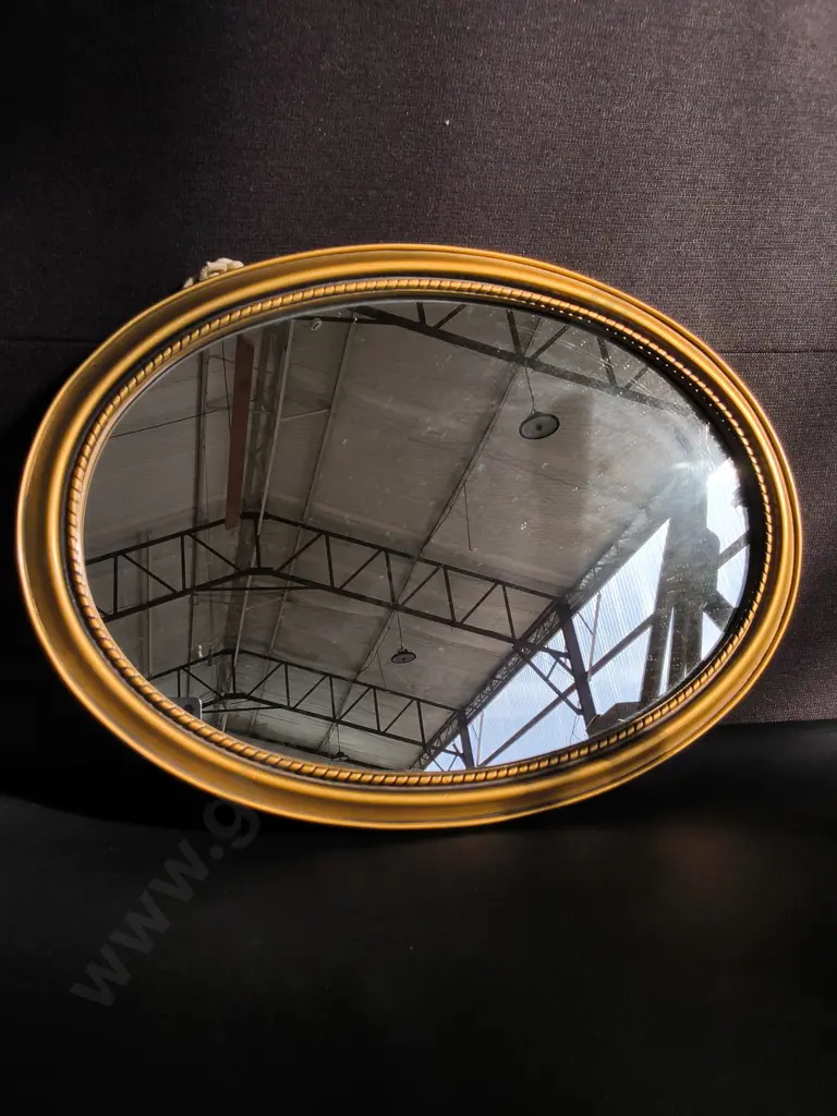 VINTAGE BRASS TONED EASEL AND OVAL VANITY MIRROR, EASEL H 55 CM, MIRROR W 53 CM Image 1++