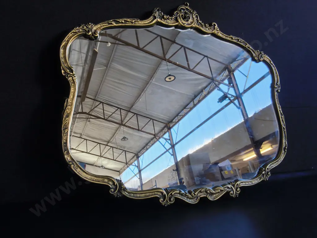 VINTAGE MIRROR WITH GOLD TONED FRAME, W 82 CM Image 1++