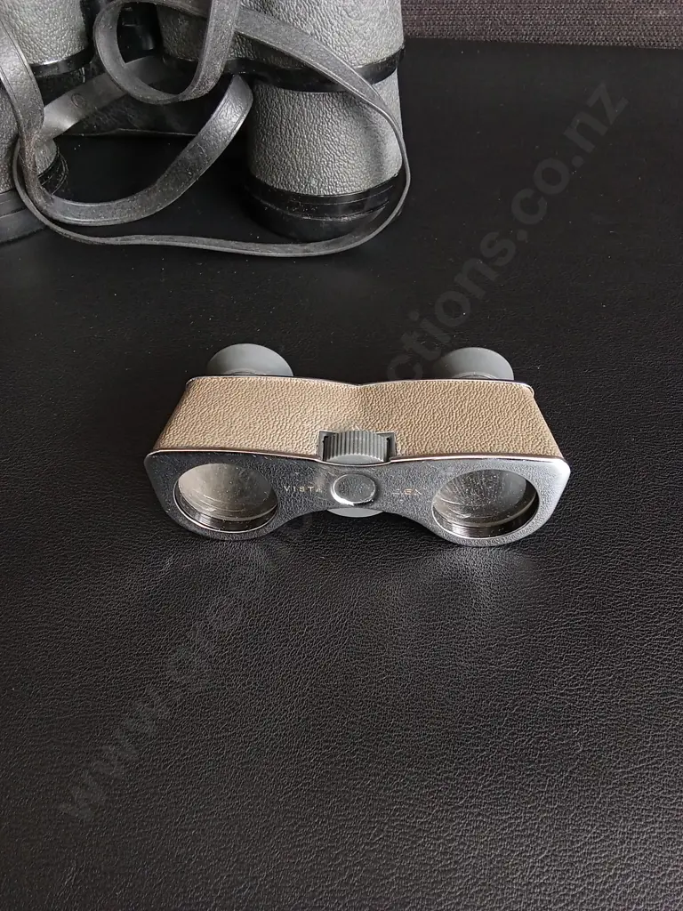 VINTAGE ANSCO DELUXE BINOCULARS WITH CASE, AND VISTA OPERA GLASSES Image 1++