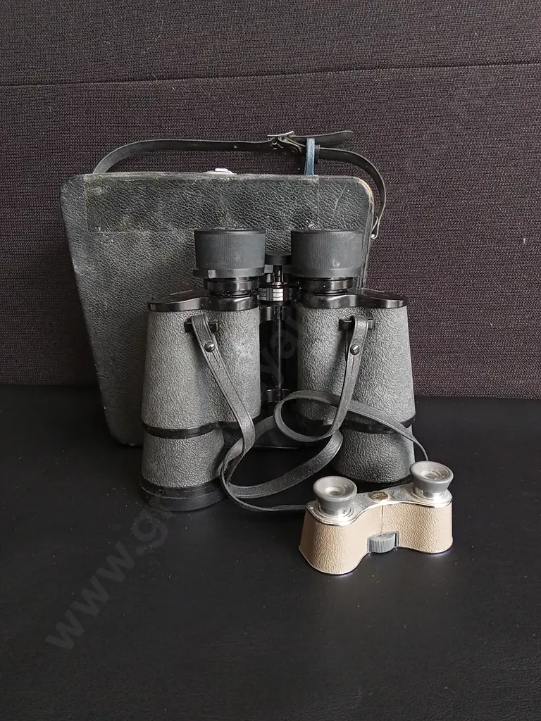 VINTAGE ANSCO DELUXE BINOCULARS WITH CASE, AND VISTA OPERA GLASSES Image 1++
