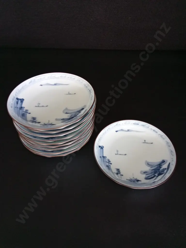 10 JAPANESE ARITA WARE PORCELAIN BOWLS DIA 14CM Image 1++