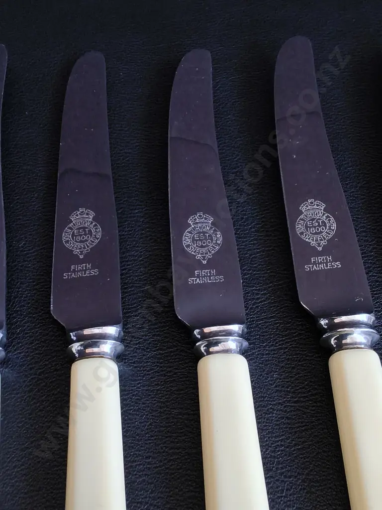 SET OF 6 VINTAGE FIRTH STAINLESS BUTTER KNIVES Image 1++