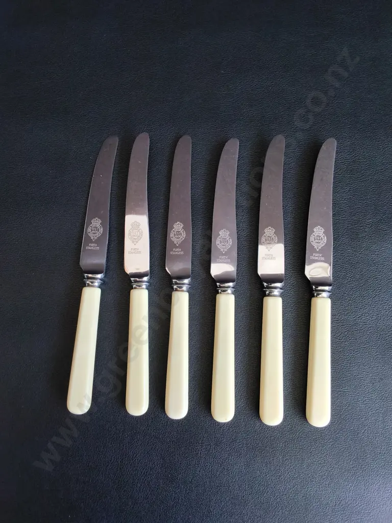 SET OF 6 VINTAGE FIRTH STAINLESS BUTTER KNIVES Image 1++