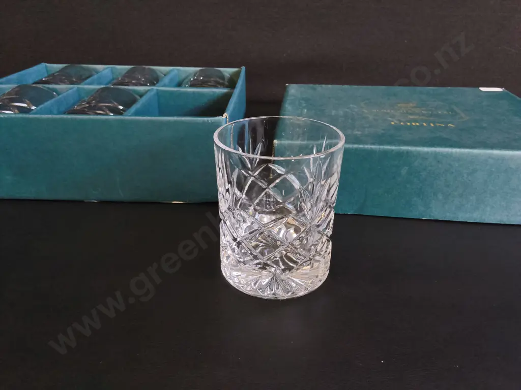 SET OF 6 BOHEMIA CRYSTAL 24% LEAD CRYSTAL CORTINA TUMBLERS, BOXED Image 1++