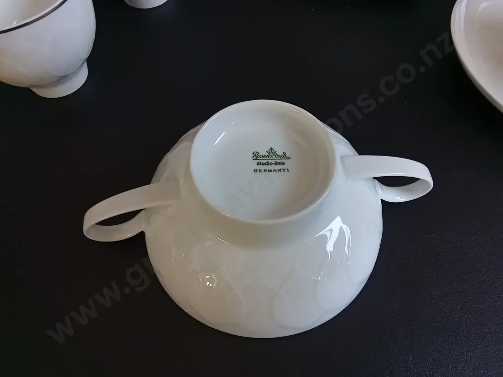VINTAGE ROSENTHAL STUDIO LINE "LOTUS" PLATINUM TRIM DINNER & COFFEE SERVICE SET, MID CENTURY MODERN PORCELAIN, 44 PIECES Image 1++
