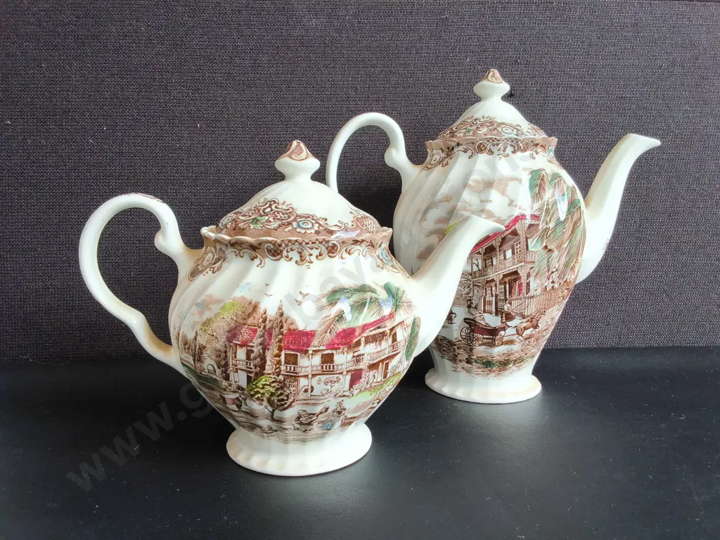 VINTAGE JOHNSON BROTHERS HERITAGE HALL IRONSTONE TEA AND DESSERT COFFEE SERVICE SET, 59 PIECES, TALLEST H 25 CM, DAMAGE Image 1++