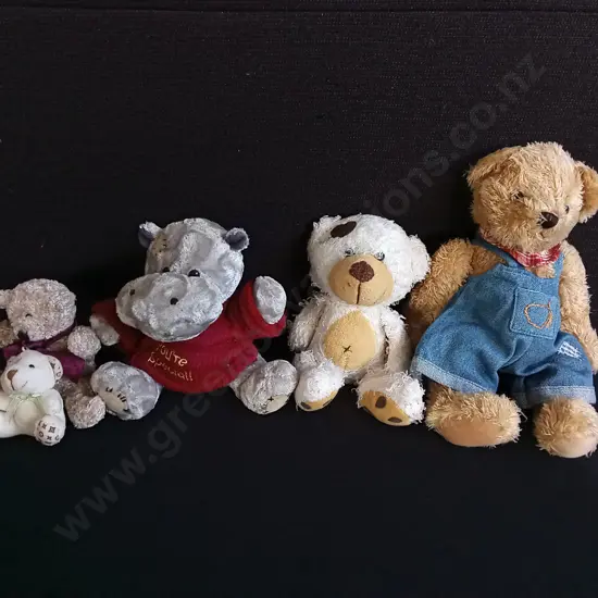 5 VINTAGE PLUSH TOYS/ TEDDY BEARS, TALLEST H 27 CM
