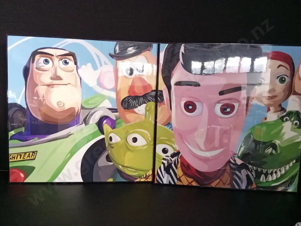 2 PIECE FRAMED TOY STORY ARTWORK EACH 51CM X 51CM Image 1++