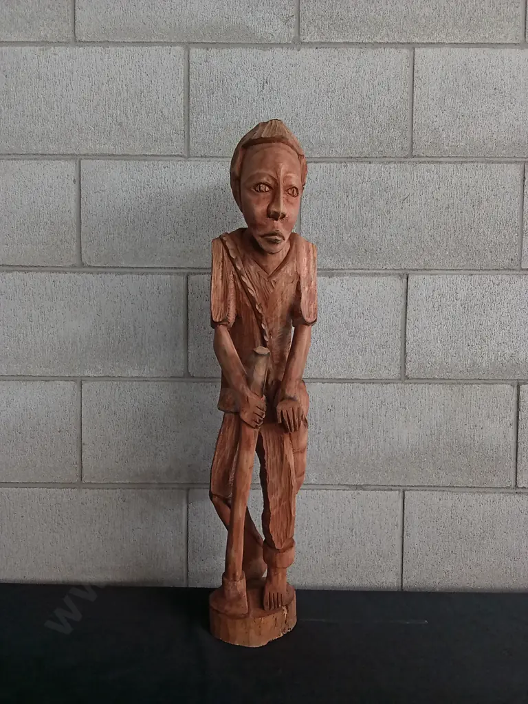 HAND CARVED AFRICAN WOODEN SCULPTURE, HEIGHT 76CM Image 1++
